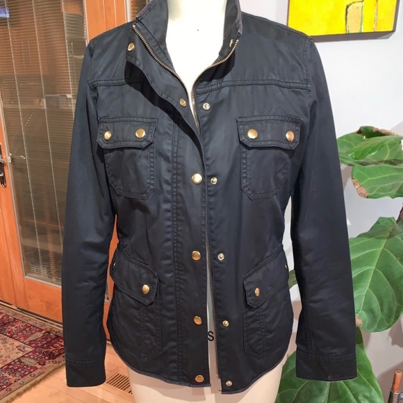 J. Crew Jackets & Blazers - Black J. Crew Utility Jacket with Gold Zipper and Snap Buttons